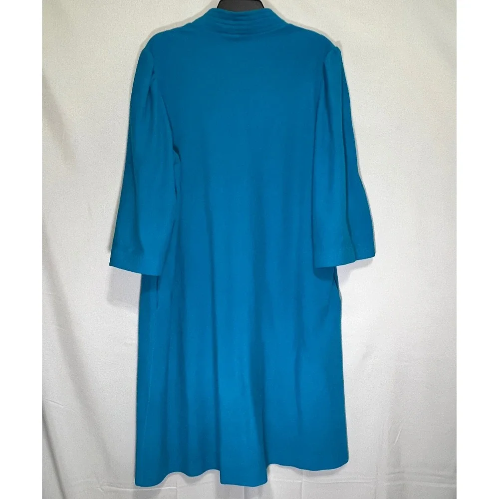 Vintage Vanity Fair Robe Size L Blue Snap Front Pockets Housecoat USA Made 80s